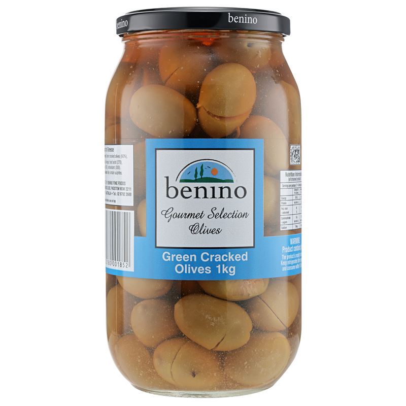 Benino – Green Cracked Olives 1Kg