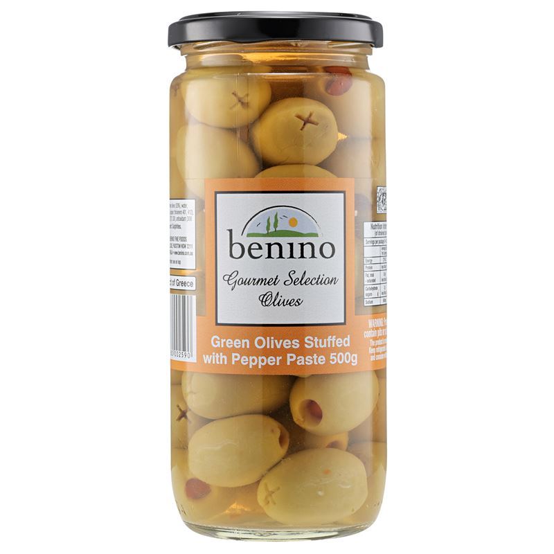 Benino – Green Olives Stuffed with Peppers 500g