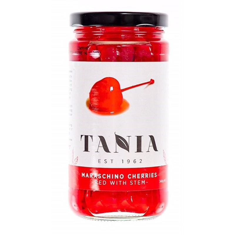 Tania – Red Maraschino Cherries with Stem 340g