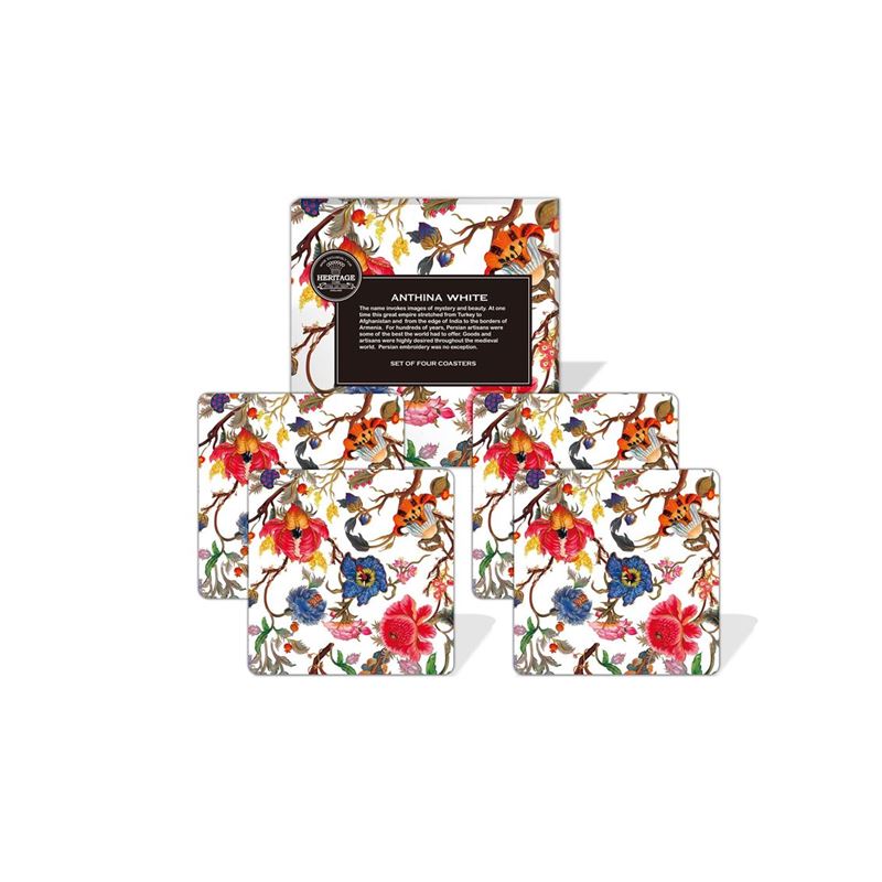 Heritage – Anthina White Coasters 10.5×10.5cm Set of 4