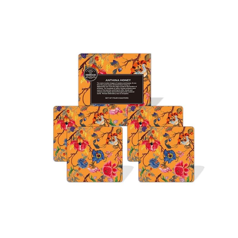 Heritage – Anthina Honey Gold Coasters 10.5×10.5cm Set of 4