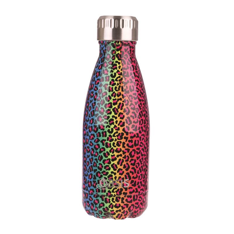 Oasis – Insulated Drink Bottle 350ml Rainbow Leopard