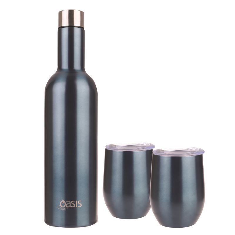 Oasis – Stainless Steel Double Wall Insulated Wine Gift Set Sapphire