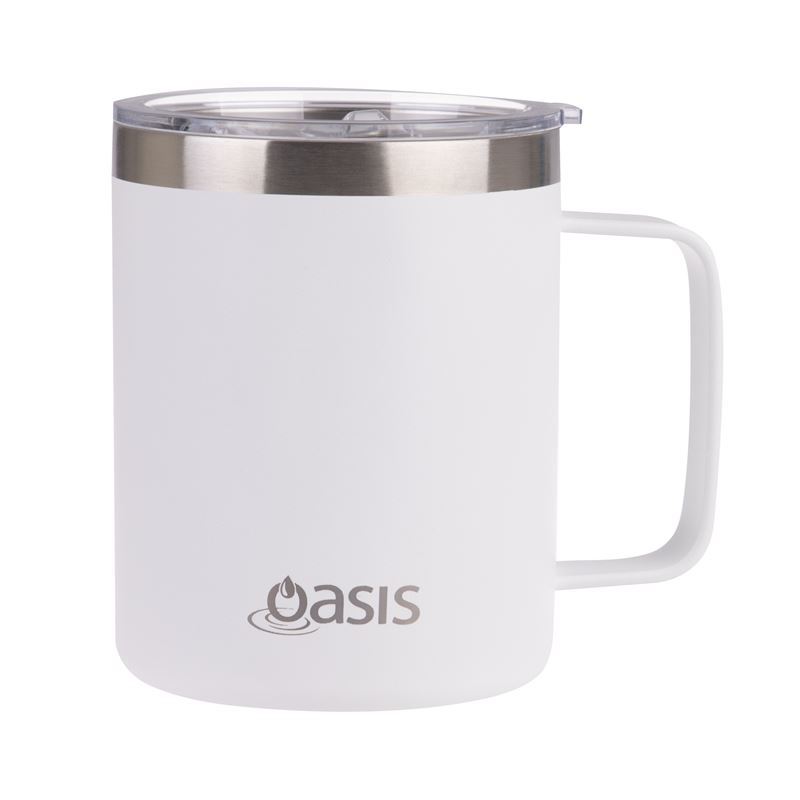 Oasis – Explorer Stainless Steel Double Wall Insulated Mug 400ml White