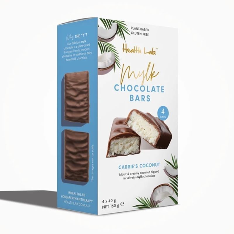 Health Lab – Carrie’s Coconut Mylk Chocolate Bar 40g 4 Pack