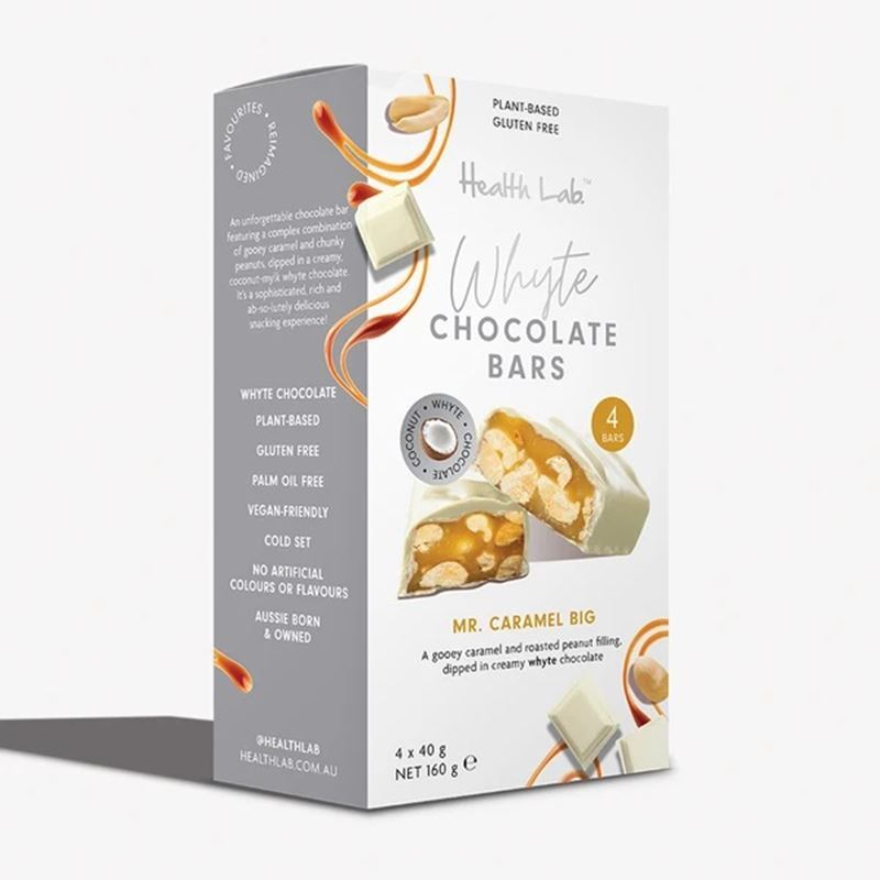 Health Lab – Mr Caramel Big Whyte Chocolate Bar 40g 4 Pack