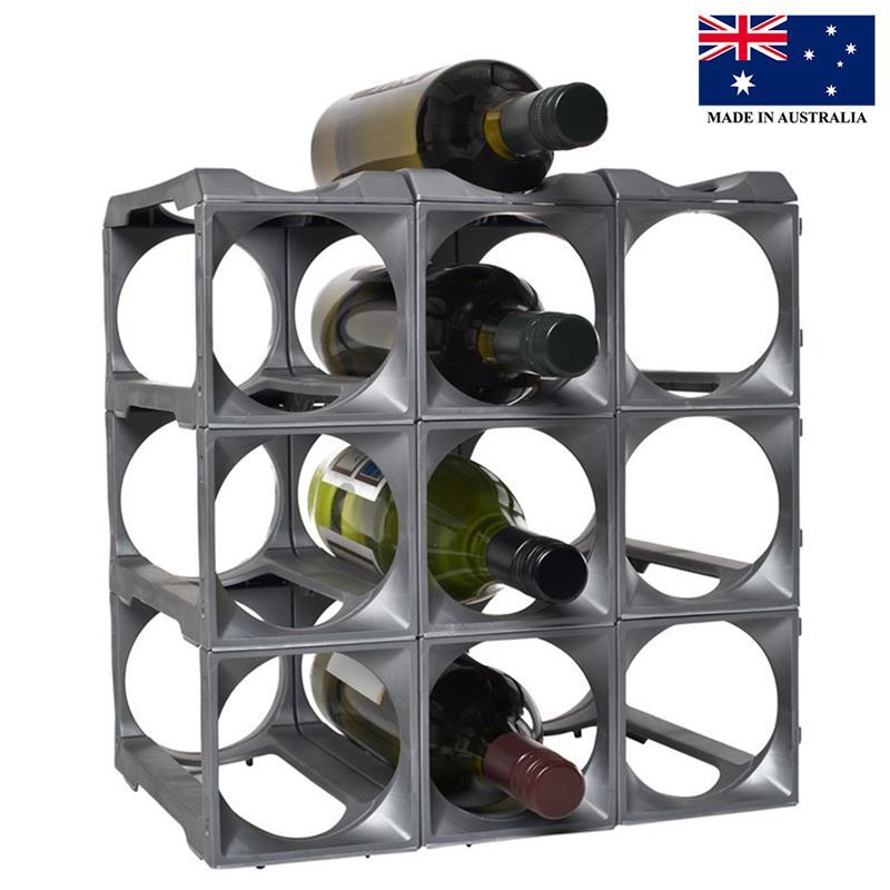 Stakrax – Module Wine Rack 12 Piece Kit Silver (Made in Australia)