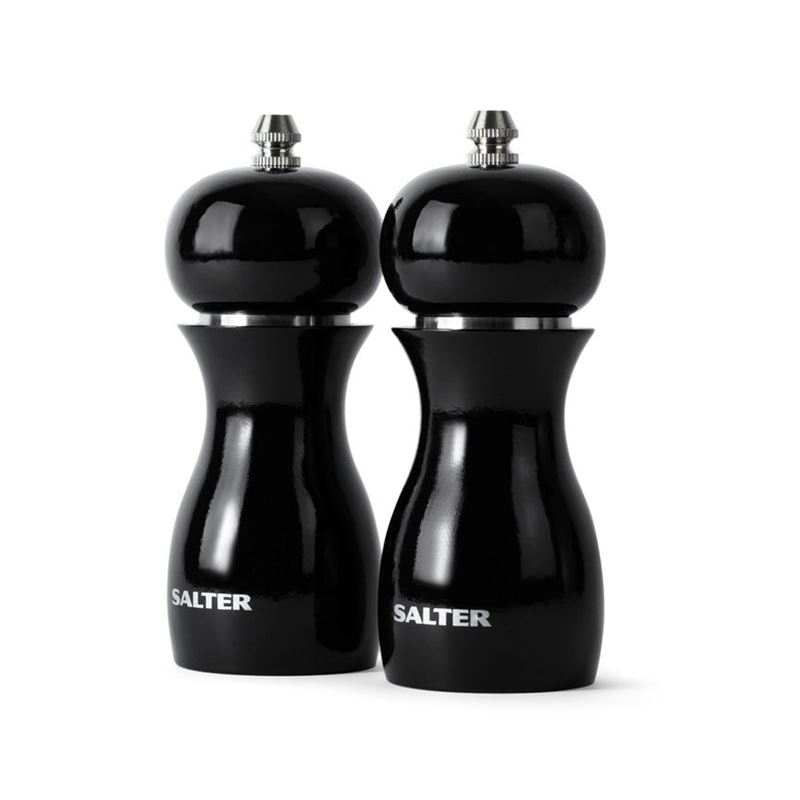 Salter – Black High Gloss Salt and Pepper Grinder 16.5cm Set