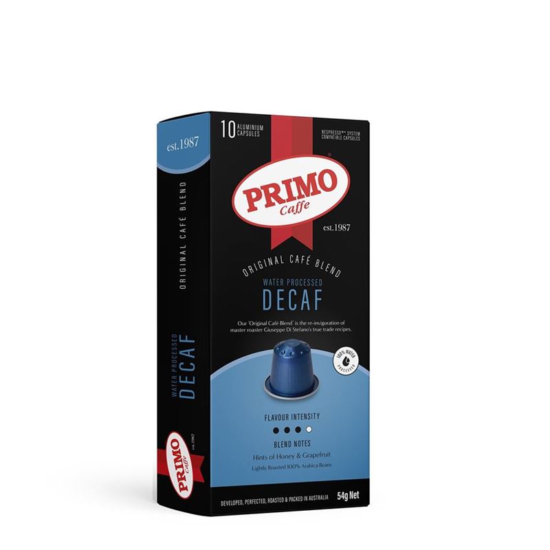Primo – Original Cafe Blend Water Processed Decaf Alu Capsules 10 Pack