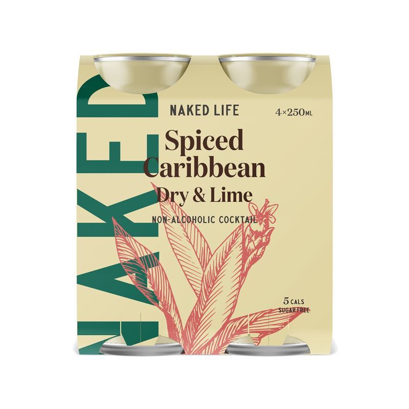 Naked Life – Non-Alcholic Spiced Caribbean Spirit Dry & Lime 250ml Pack of 4