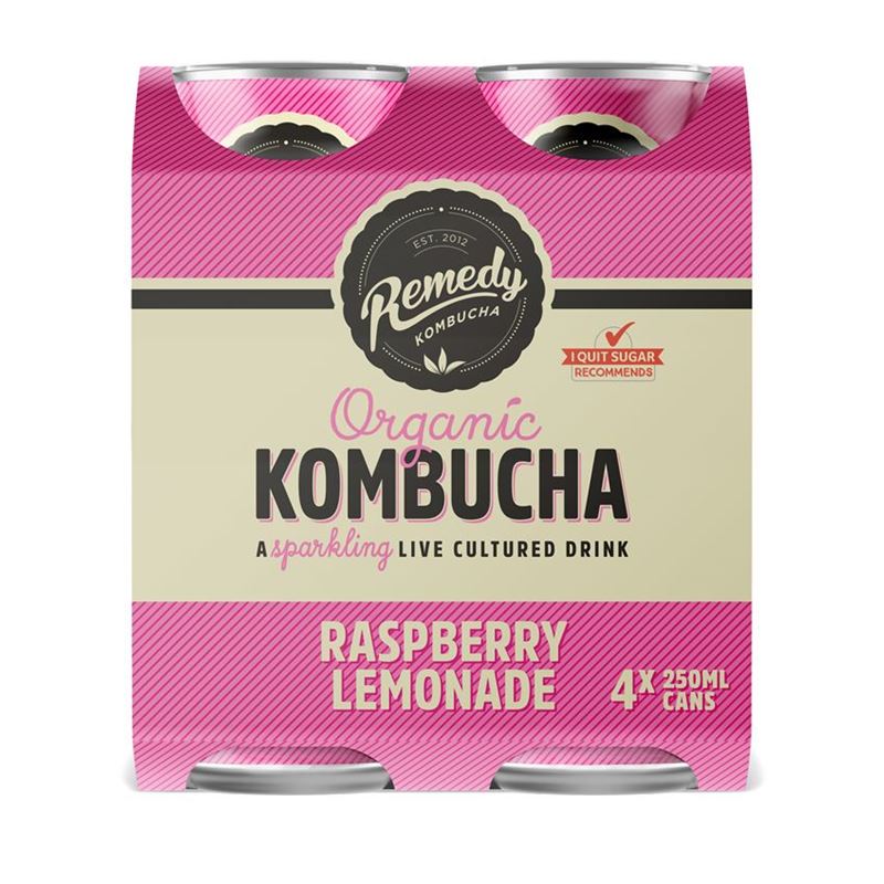 Remedy – Kombucha Raspberry Lemonade 4x 250ml Can