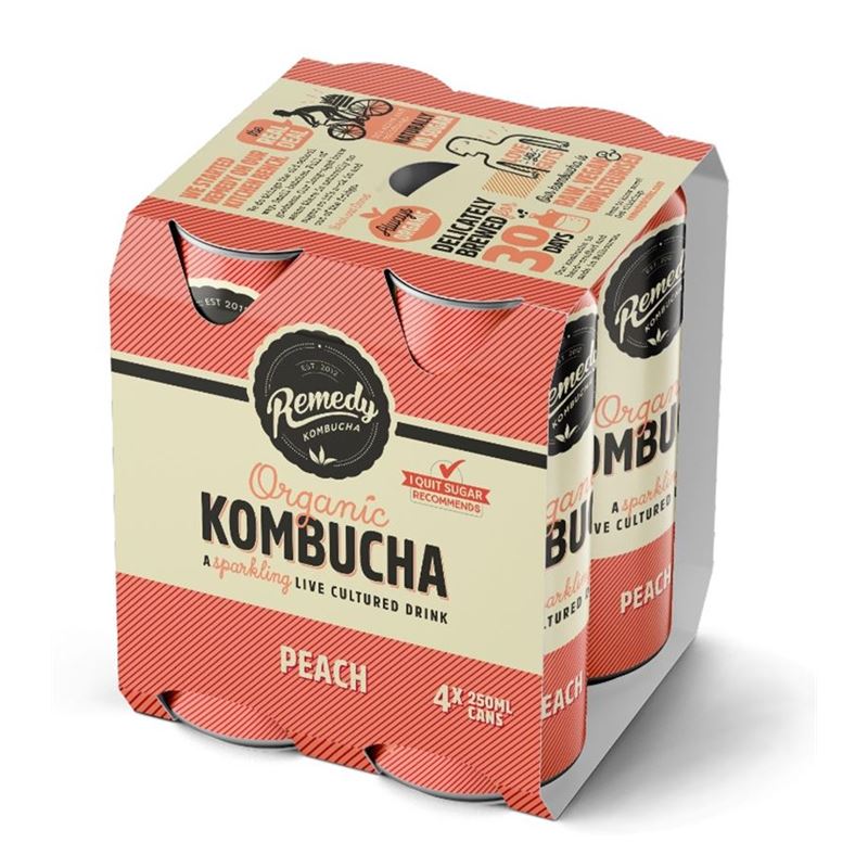 Remedy – Kombucha Peach 4x 250ml Can