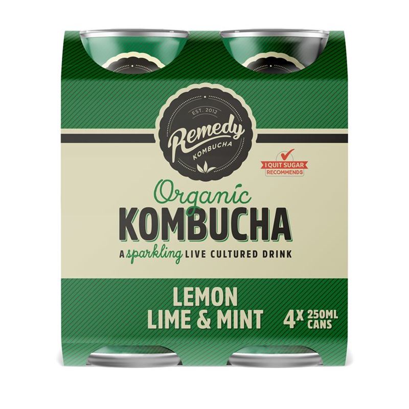 Remedy – Kombucha Lemon, Lime & Mint  4x 250ml Can
