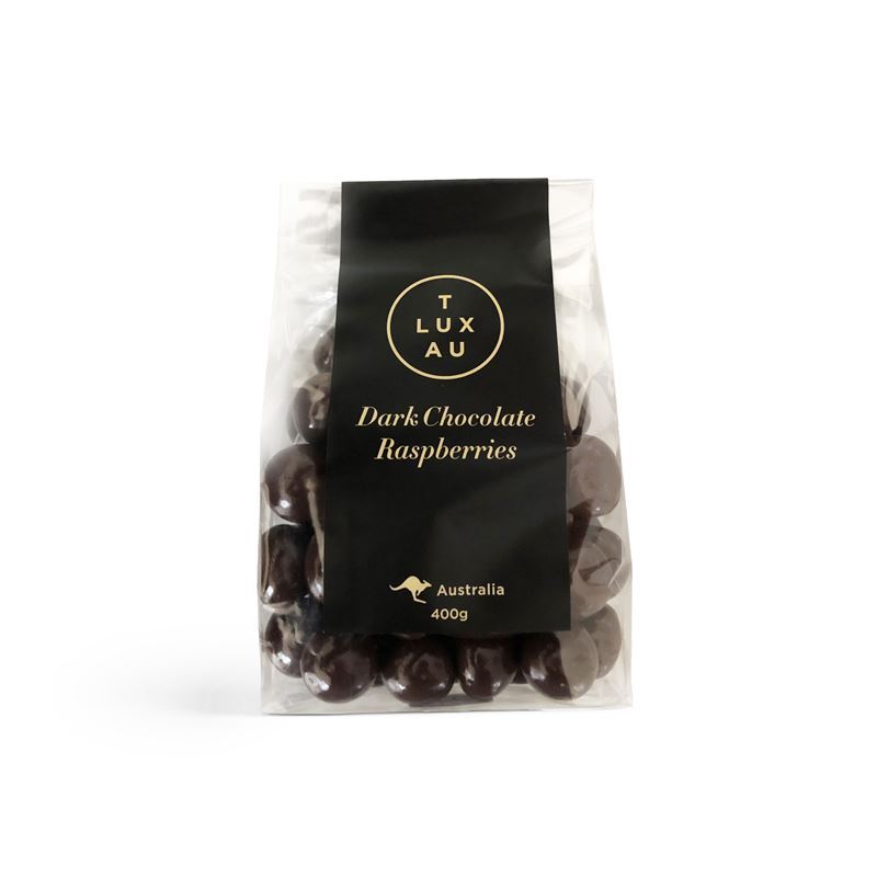 T Lux Au – Dark Chocolate Raspberries 400g (Made in Australia)
