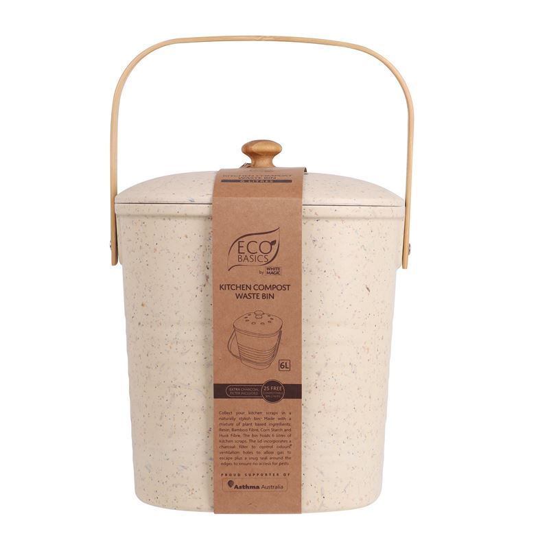 White Magic – Eco Basics Compost Kitchen Waste Bin 6Ltr Pebble