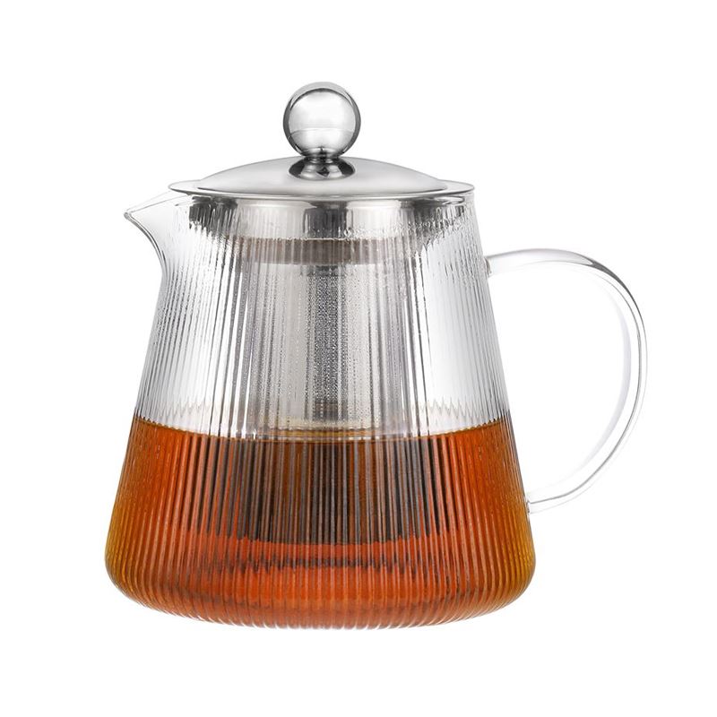Zuhause – Kara Ribbed Glass Tea Pot with Stainless Steel Infuser 1200ml
