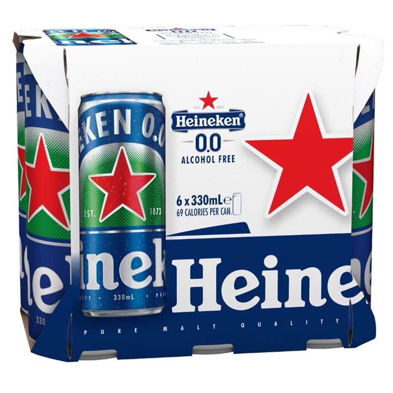 Heineken – 0.0 Non-Alcoholic Beer 330ml Can 6 Pack
