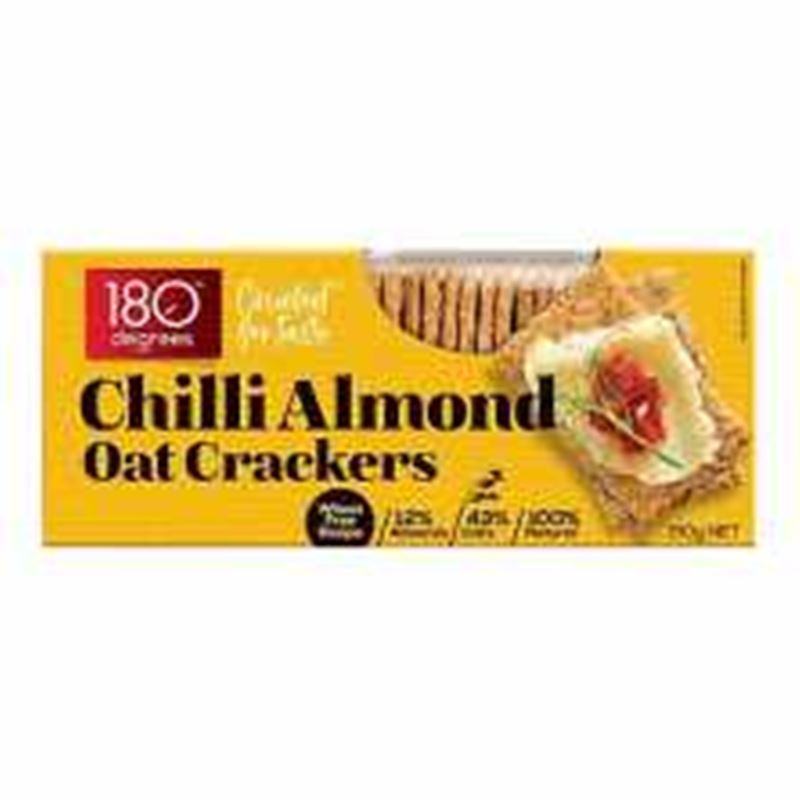 180 Degrees – Chilli Almond Oat Crackers 150g
