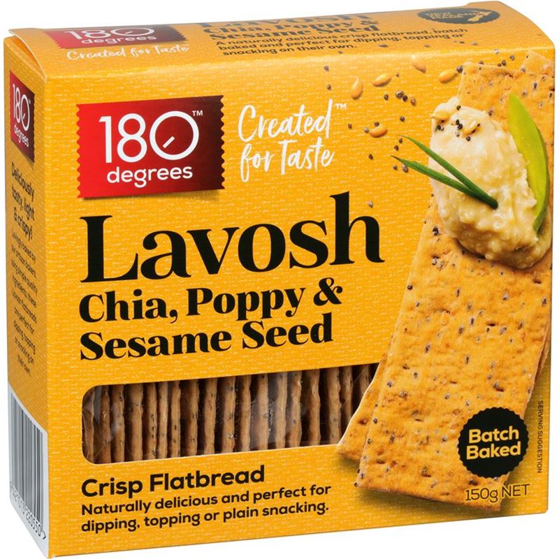180 Degrees – Chia, Poppy & Sesame Lavosh 150g
