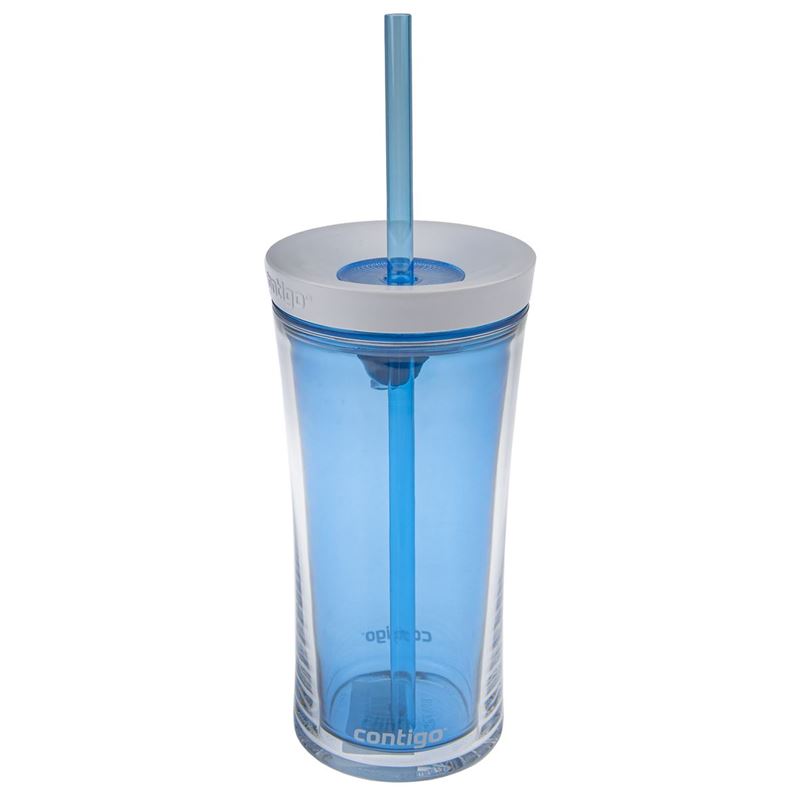 Blue White Rabbit and Flower Stainless Steel Contigo Straw Cup