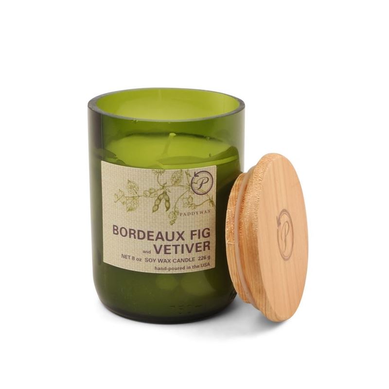 Paddywax – Eco Green 8 ox. Glass 100% Soy Wax Candle Bordeaux Fig & Vetiver