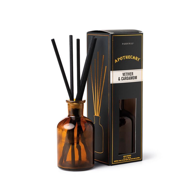 Paddywax – Apothecary 3fl oz. Amber Glass Diffuser Vetiver & Cardamon