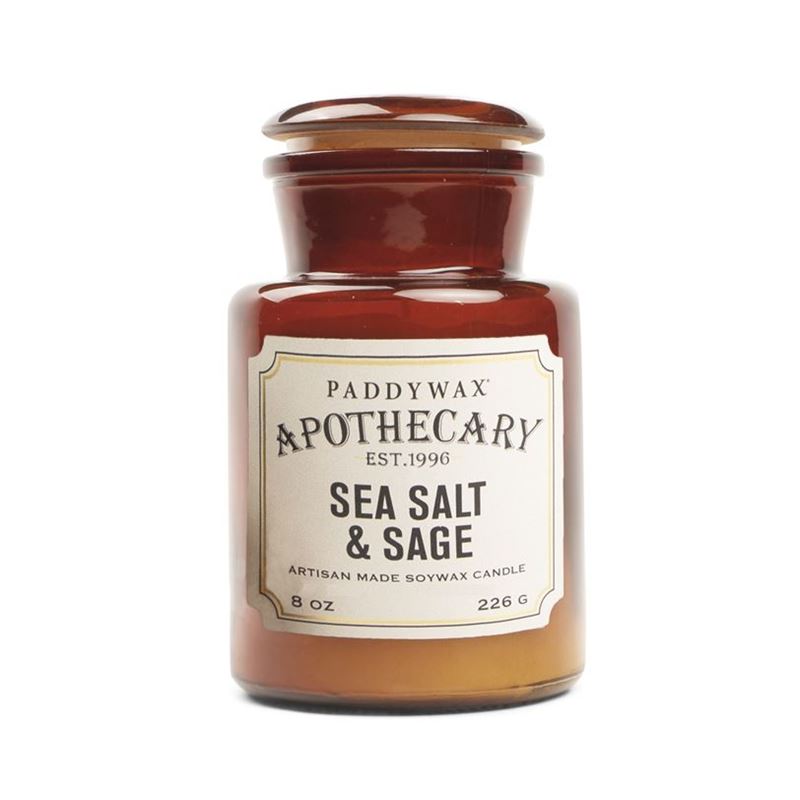 Paddywax – Apothecary 8 oz. Amber Glass Candle Sea Salt & Sage
