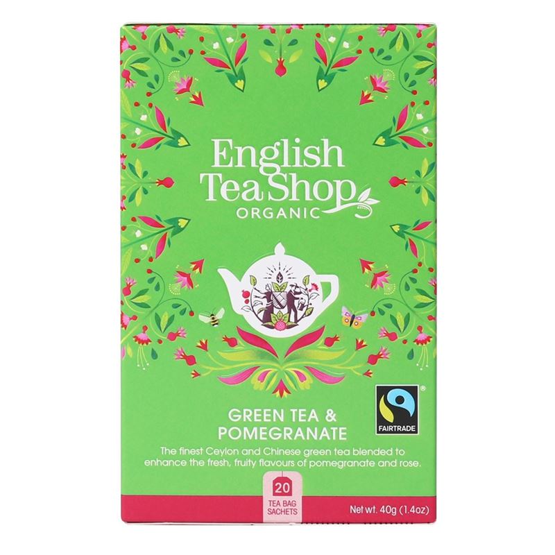 English Tea Shop – Organic Green Tea Pomegrante 20 Tea Bag