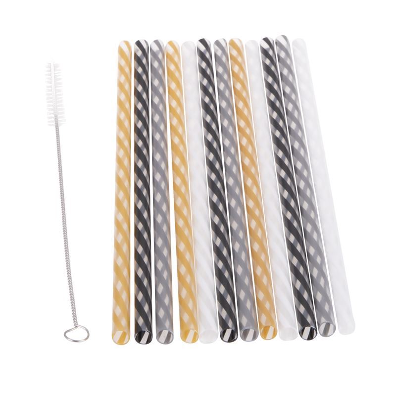 Appetito – Reusable Glitz & Glam Party Straws 25cm Set of 24 with Cleaning Brush