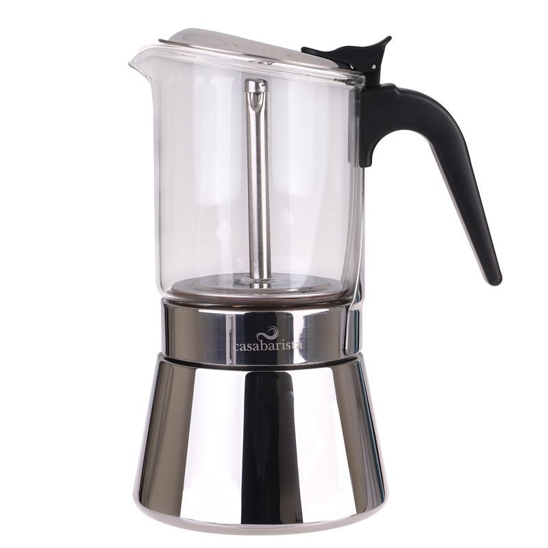 Casa Barista – Capri Glass Top with Stainless Steel Induction Base Espresso Maker 6 Cup