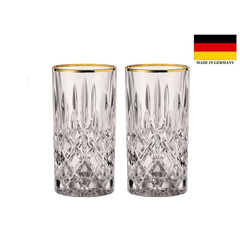 Nachtmann Crystal – Noblesse Gold Long Drink 375ml Set of 2 (Made in Germany)