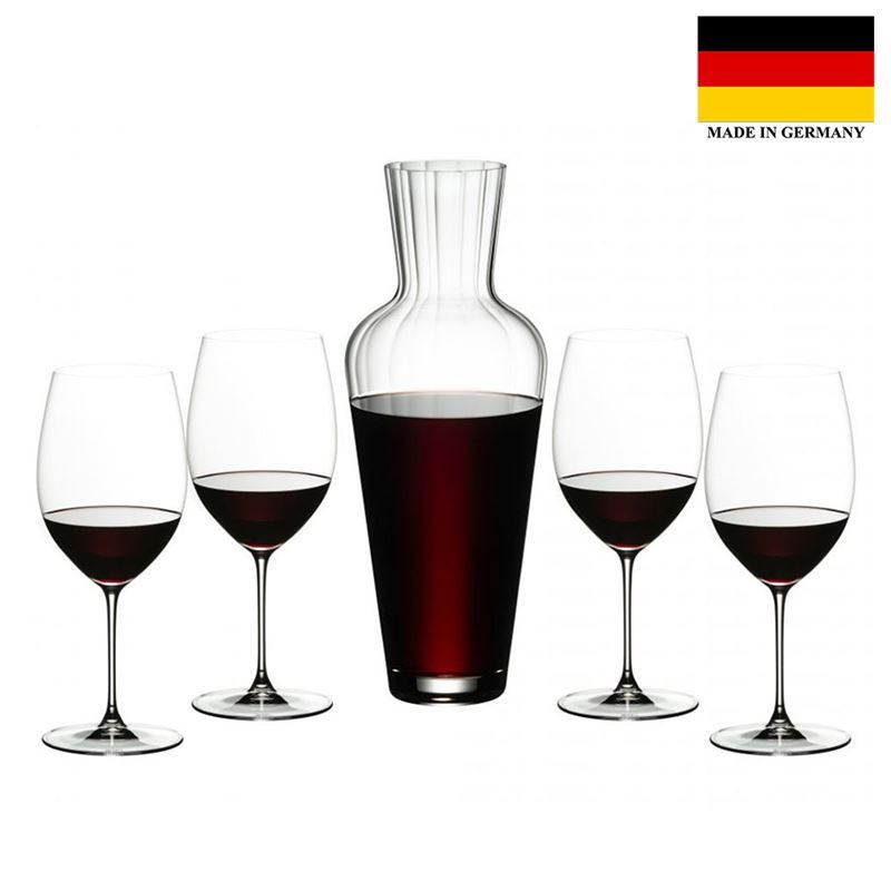 Riedel – Veritas Cabernet 625ml Set of 4 with BONUS Mosel Decanter (Made in Germany)
