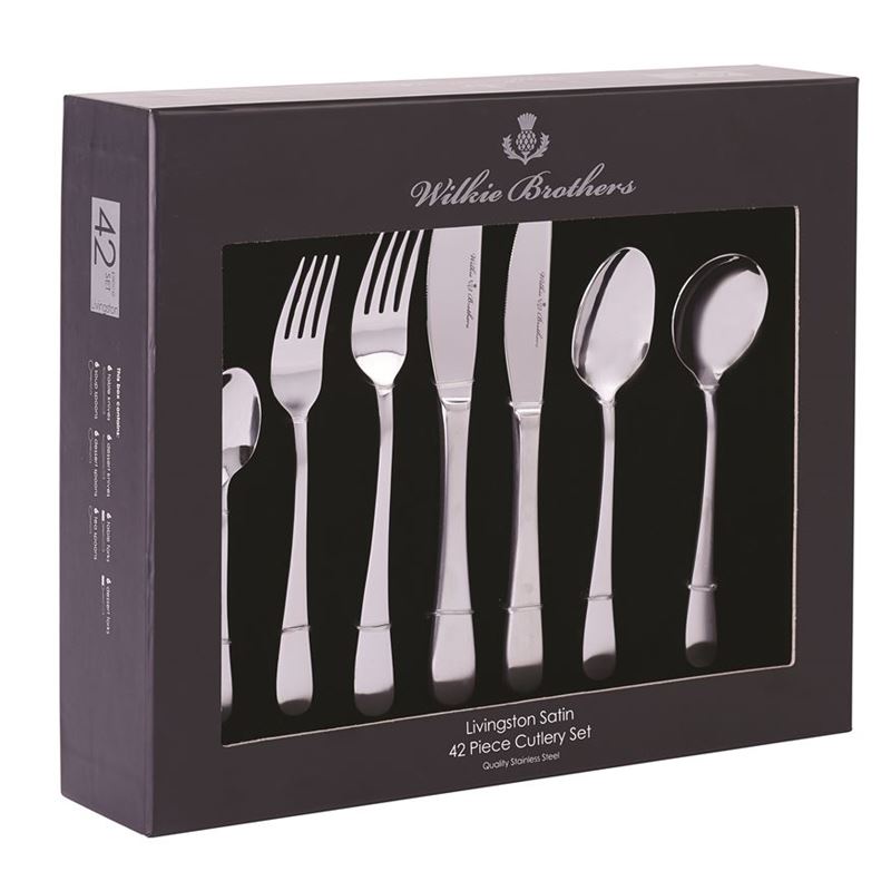 Wilkie Brothers – Livingstone Satin Stainless Steel 42pc Cutlery Set