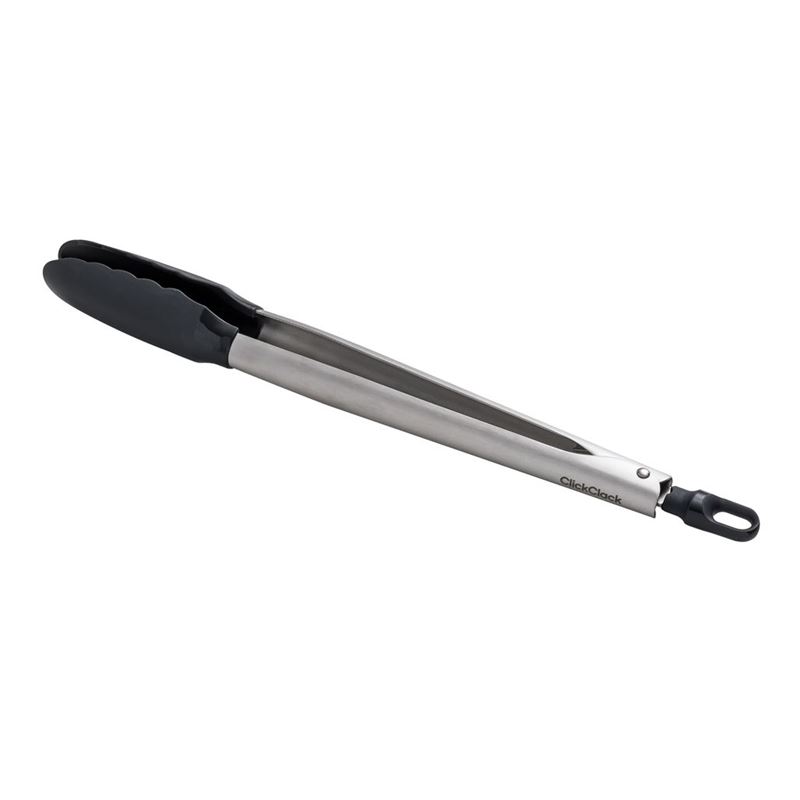 Click Clack – Chrome Large Tongs with Non-Stick Heads