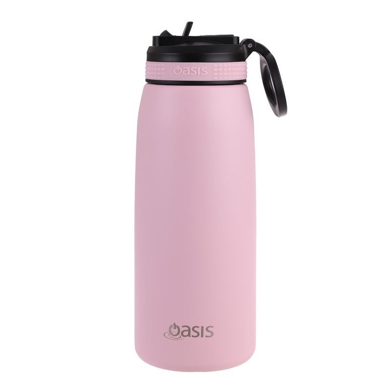 Oasis – Stainless Steel Double Wall 780ml Sports Bottle Lid and Straw Carnation Pink