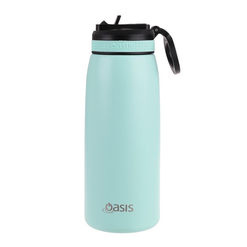 Oasis – Stainless Steel Double Wall 780ml Sports Bottle Lid and Straw Mint Green