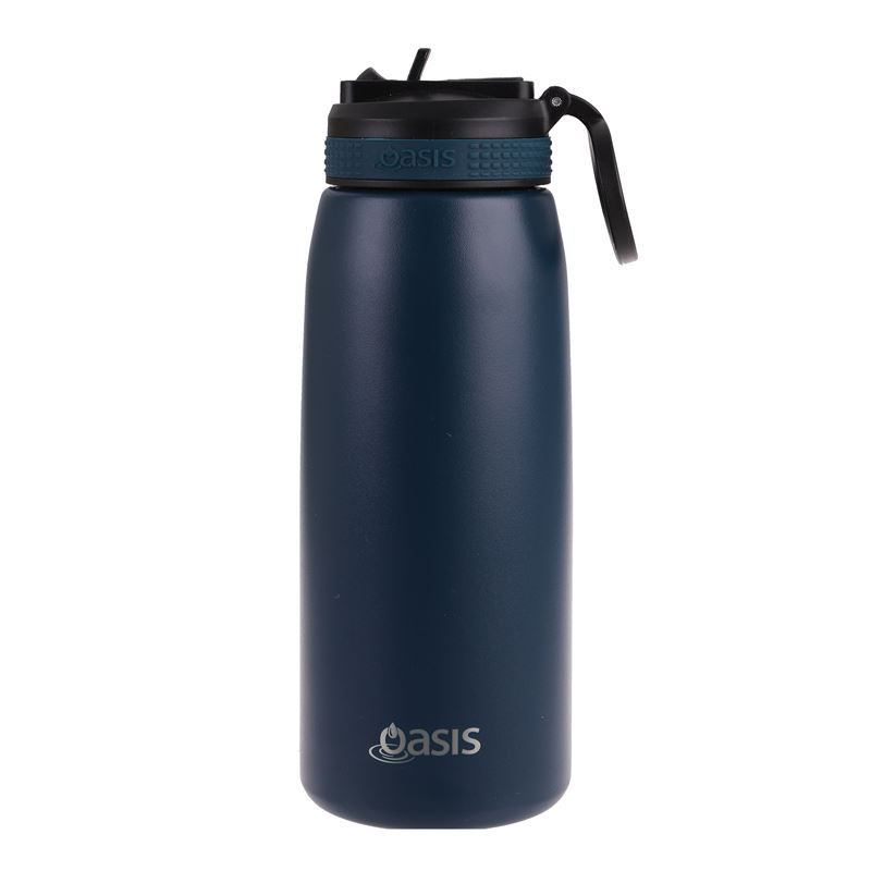 Oasis – Stainless Steel Double Wall 780ml Sports Bottle Lid and Straw Navy Blue