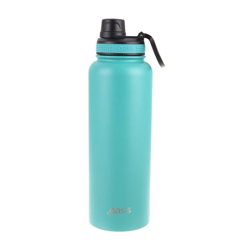 Oasis – Stainless Steel Double Wall Challenger 1.1Ltr Bottle with Screw Turquoise