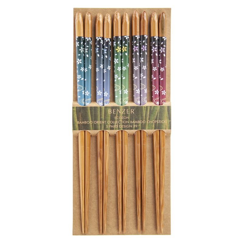 Benzer – Ecozon Bamboo Orient Collection Bamboo Chopsticks 5 Pairs Design 39