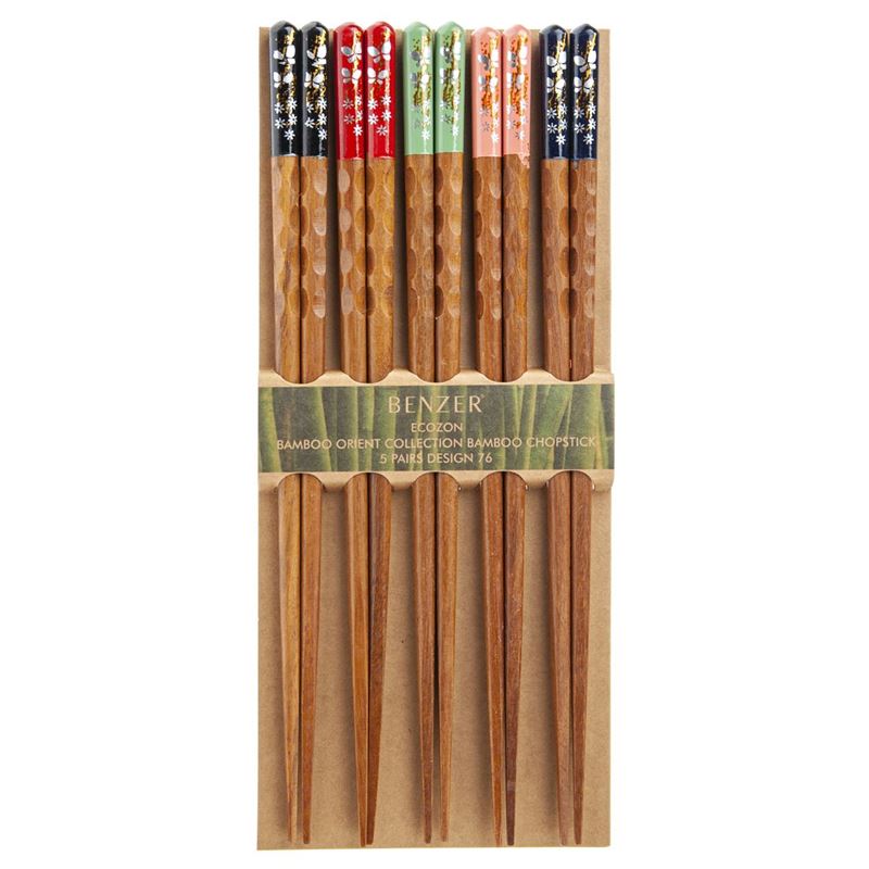 Benzer – Ecozon Bamboo Orient Collection Deluxe Wooden Chopsticks 5 Pairs Design 76