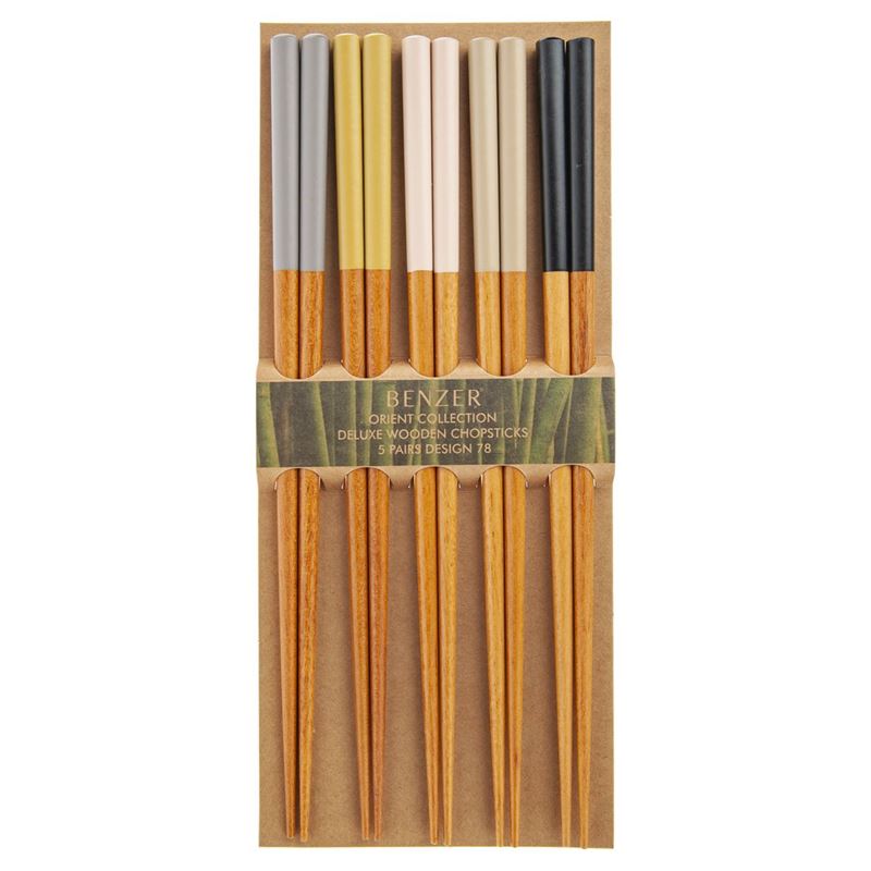 Benzer – Ecozon Bamboo Orient Collection Deluxe Wooden Chopsticks 5 Pairs Design 78