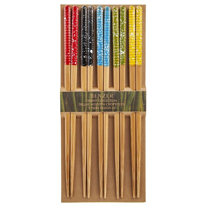 Benzer – Ecozon Bamboo Orient Collection Deluxe Wooden Chopsticks 5 Pairs Design 69