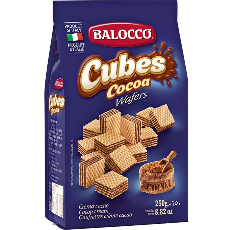Balocco – Wafer Cubes Chocolate 250g Bag