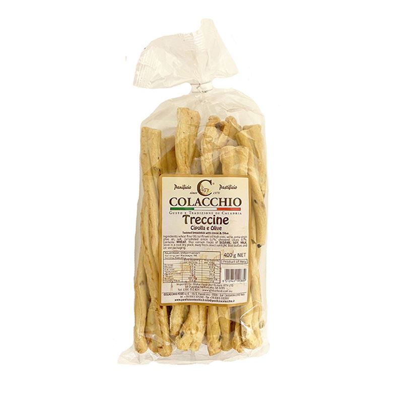 Colacchio – Breadstick Twist Treccine Onion & Olive 400g (Made in Italy)
