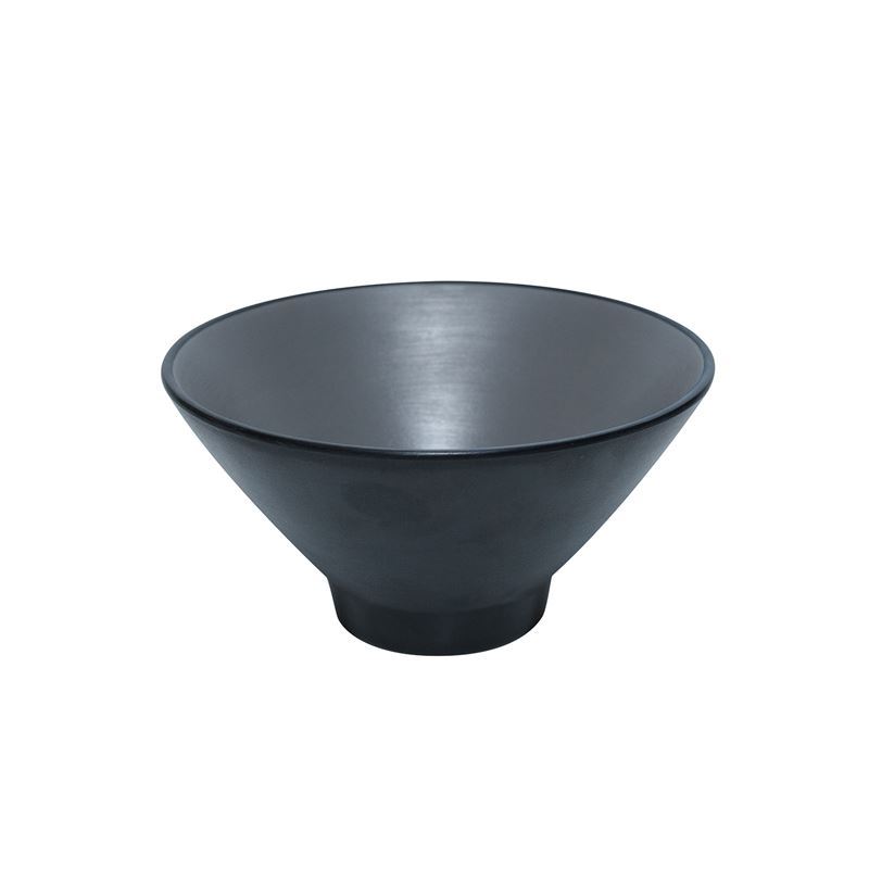 Cou Cou by Inmiron – Dual Colour Melamine V-Shape Round Bowl 15cm Grey & Black