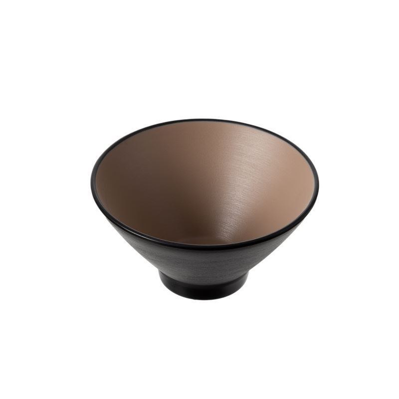 Cou Cou by Inmiron – Dual Colour Melamine V-Shape Round Bowl 15cm Beige & Black
