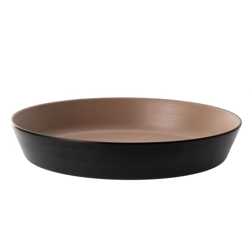 Cou Cou by Inmiron – Dual Colour Melamine Flat Round Bowl 29cm Beige & Black