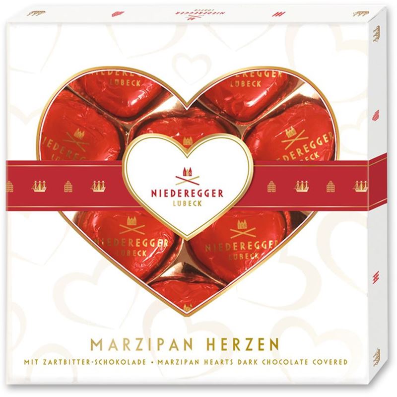 Niederegger Ludbek – Marzipan Hearts Gift Box Dark Chocolate 125g (Made in Germany)