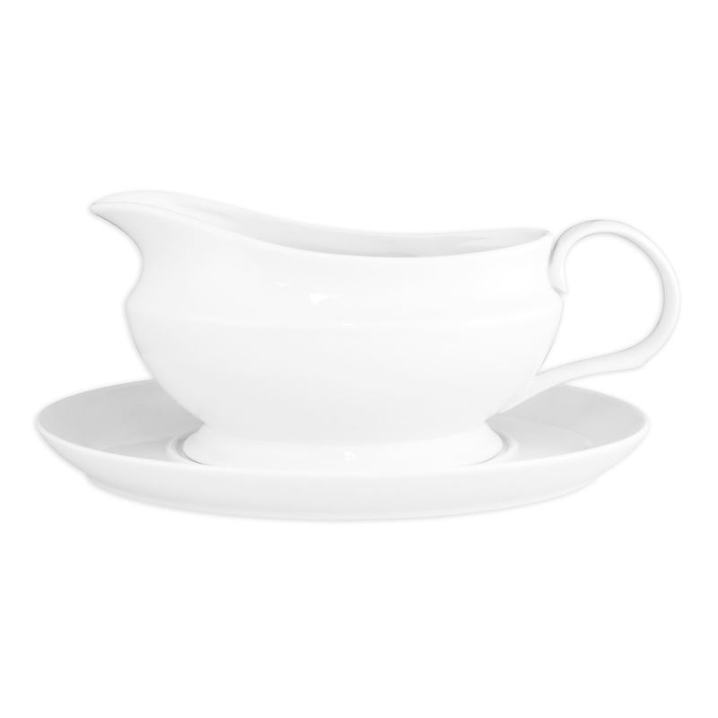 Wilkie Brothers – Cuisine New Bone Porcelain Gravy Boat with Saucer 550ml White