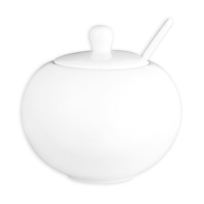 Wilkie Brothers – Cuisine New Bone Porcelain Round Sugar Bowl with Spoon 500ml White
